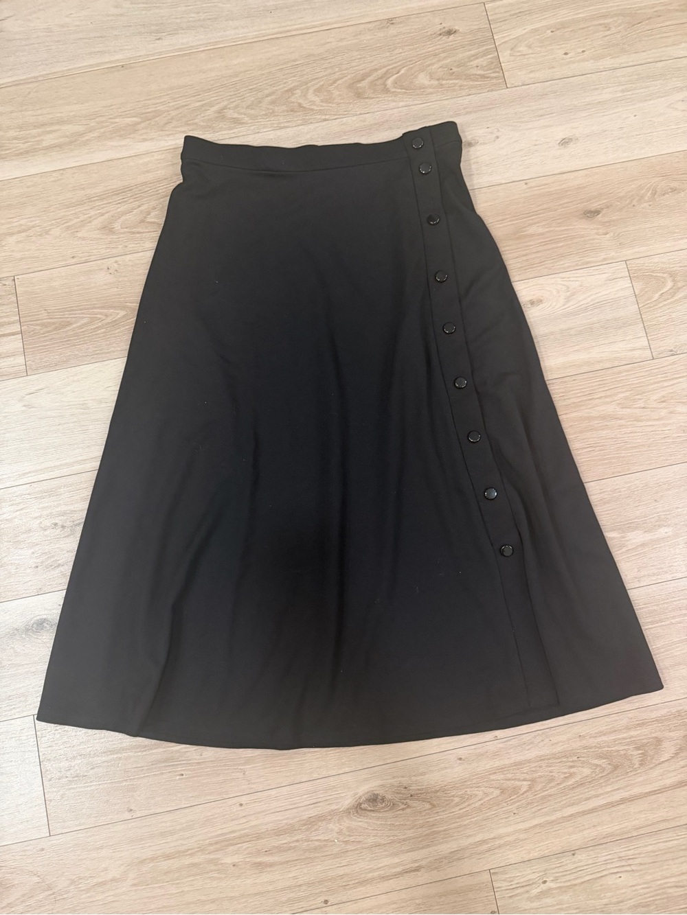 Christopher & Banks Black A-Line Skirt with Side Button Trim